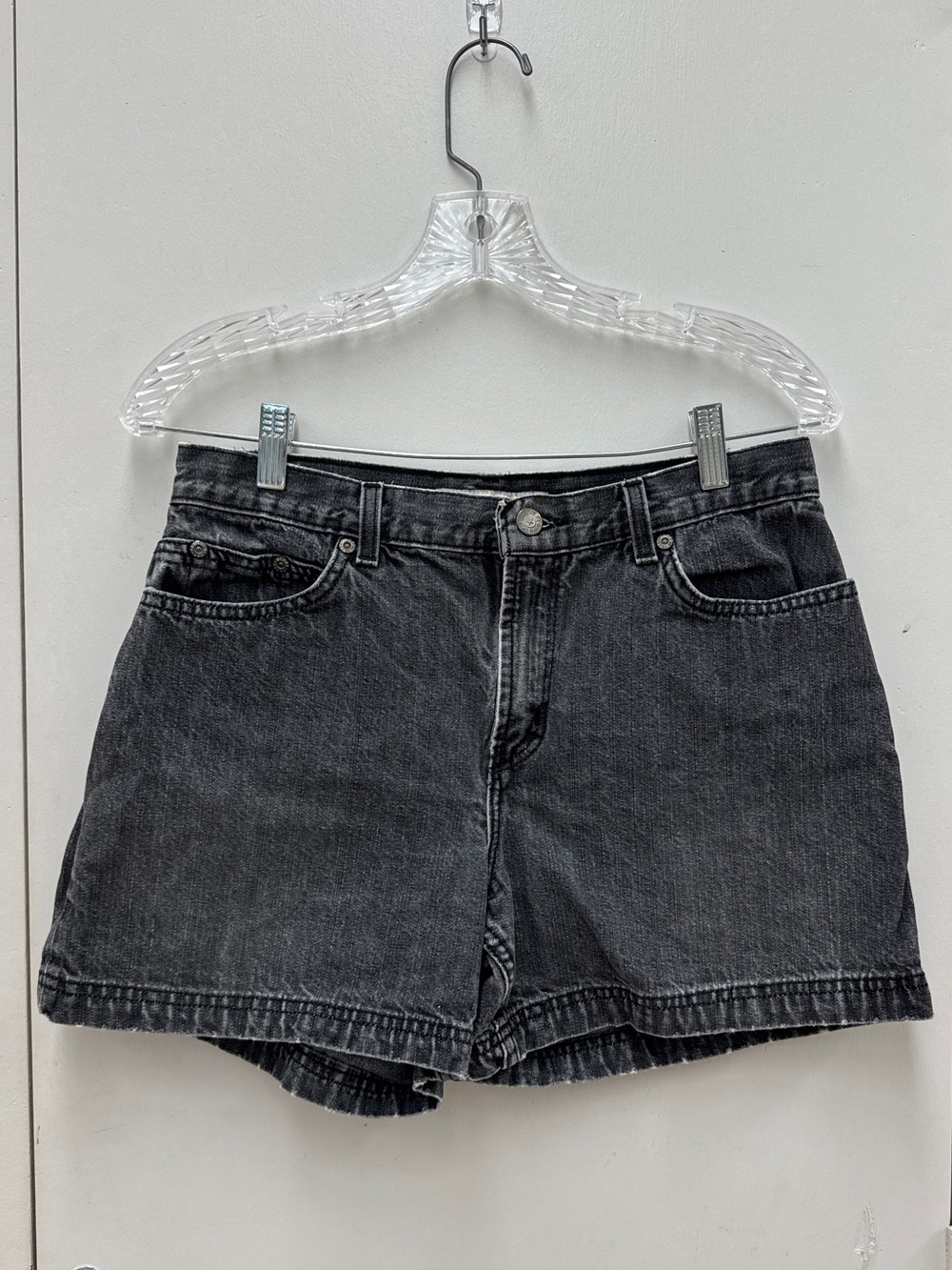 Vintage Faded Glory Black Washed 100% Cotton Denim Shorts 8 90’s Y2K
